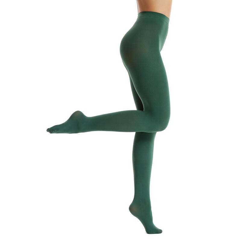 Frola Women's 80 Denier Soft Semi Opaque Solid Color Footed Pantyhose Tights(Large-X-Large,Dark Green) - Image 4